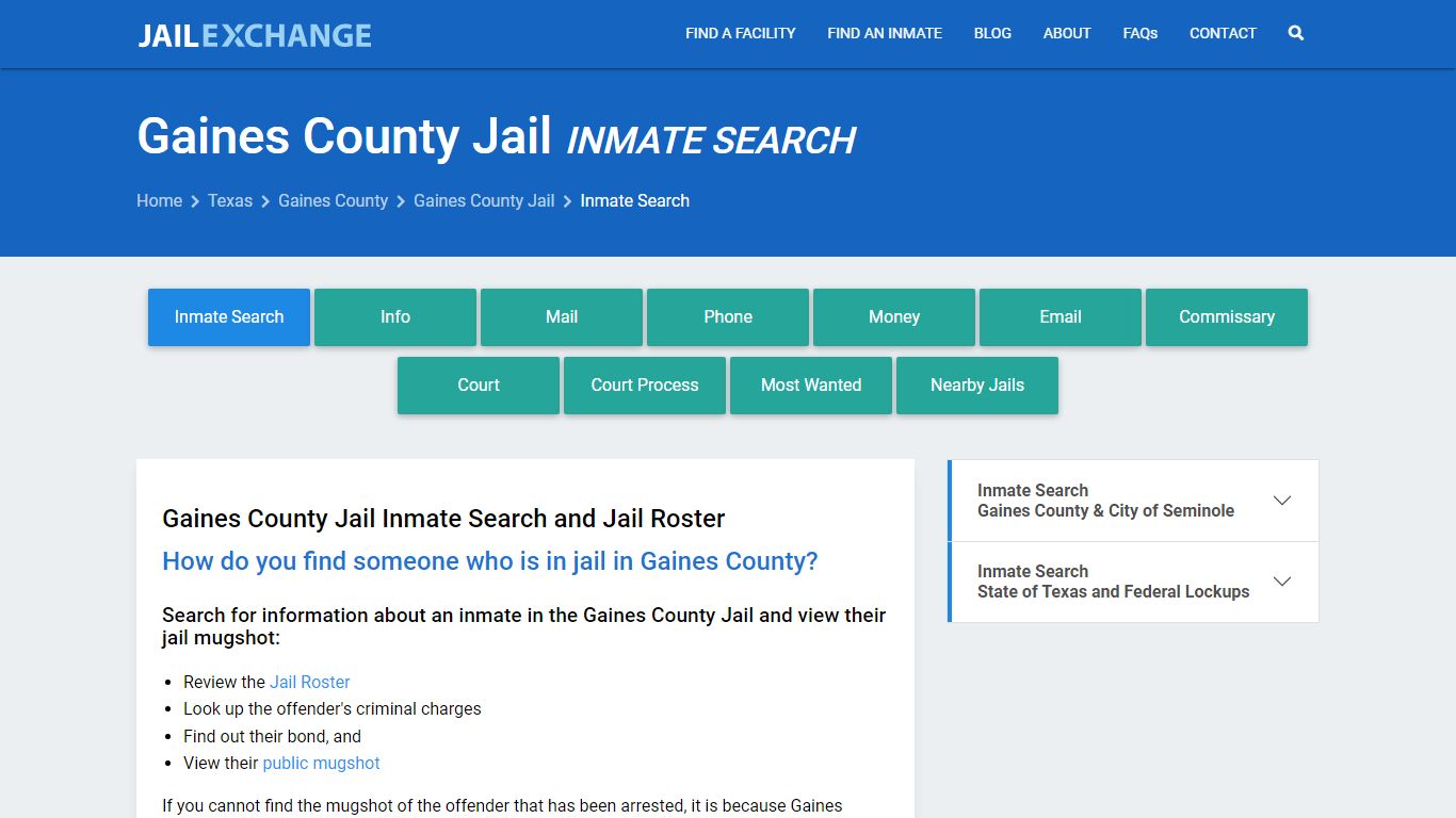 Inmate Search: Roster & Mugshots - Gaines County Jail, TX