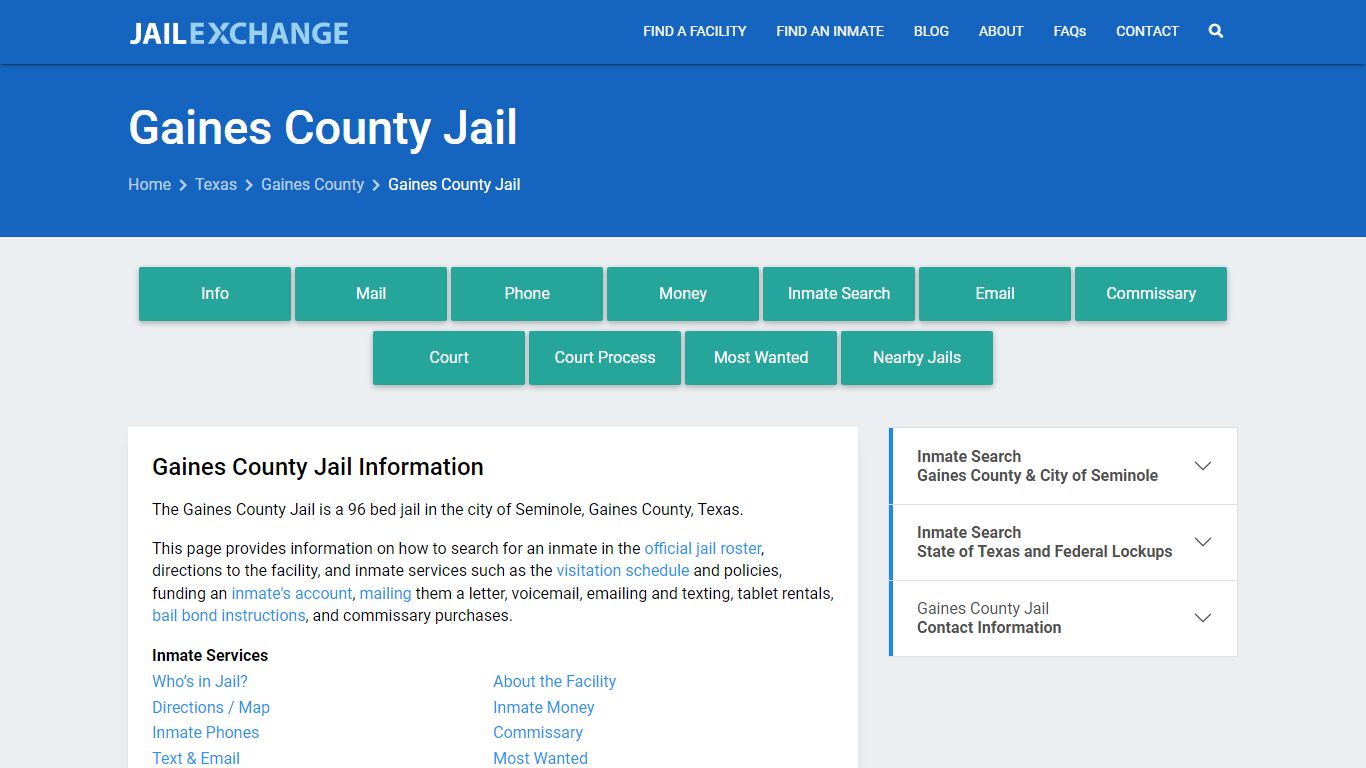 Gaines County Jail, TX Inmate Search, Information